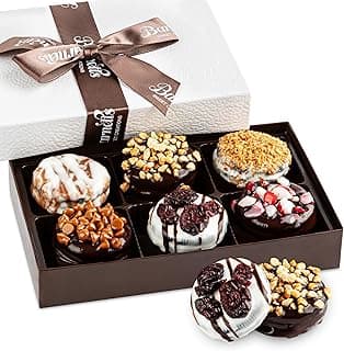Barnetts Christmas Holiday Thanksgiving 6 Chocolate Cookies Gift Basket, Gourmet Chocolate Covered Candy Gifts for Food Delivery, Spring Candy Treats Baskets Ideas for Dad, Husband, Brother, Son, Grandfather, Father, Grandmother, Daughter, Mother, Grandma