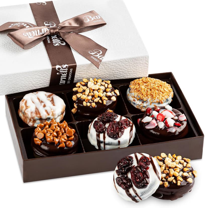 Barnetts Christmas Holiday Thanksgiving 6 Chocolate Cookies Gift Basket, Gourmet Chocolate Covered Candy Gifts for Food Delivery, Spring Candy Treats Baskets Ideas for Dad, Husband, Brother, Son, Grandfather, Father, Grandmother, Daughter, Mother, Grandma