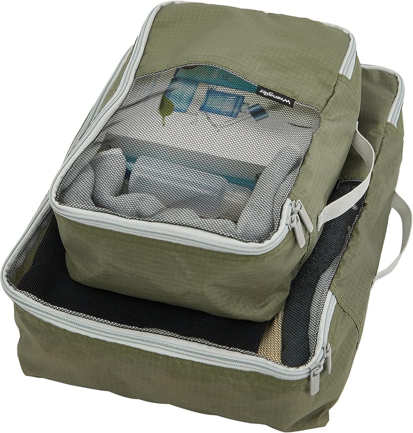 Wrangler 4 Piece Miami Luggage and Packing Cubes Set, Olive Green