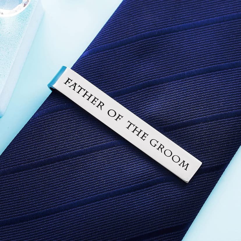Father of the Bride and Groom Gifts - Wedding Tie Clips for Groomsmen From the Bride - Stainless Steel Tie Bars