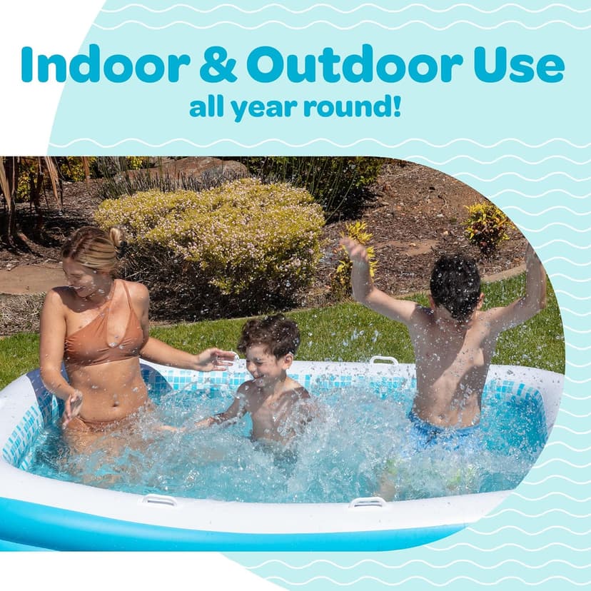 Premium Large Inflatable Pool with Soft Floor, Handles and Drain for Adults and Kids, 90"x60"19" Durable Blow Up Outdoor Swimming Pool for Backyard, Summer Gift, Family Size Kids Pool