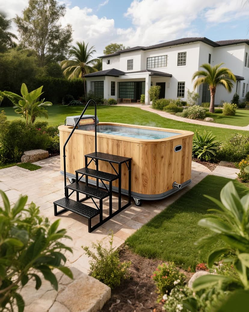 RV Steps with Handrail｜4 Step Hot Tub Spa Steps｜Update 3.0 Outdoor RV Stairs with Anti-Slip Pedals｜RV Ladders for Travel Trailers｜Heavy Duty Camper Steps for Camper, Porch, Spa