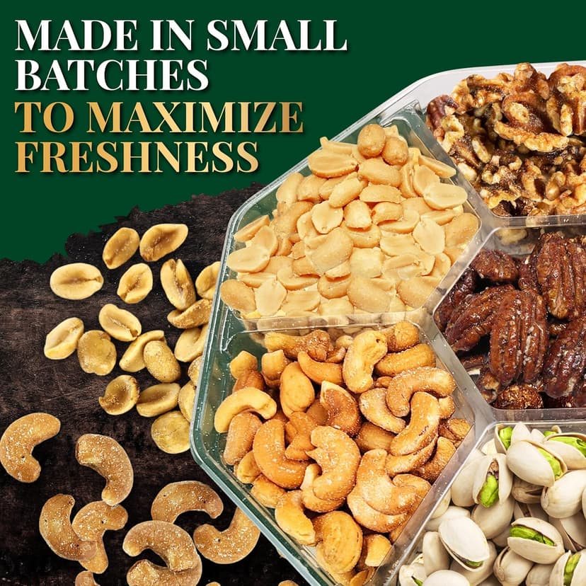 Holiday Nuts gift Basket - With a Variety of Freshly Roasted Nuts - Beautifully Packaged Gift Baskets for Men, Sympathy Basket For Dad, Christmas Healthy Gift.