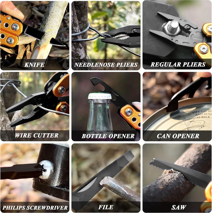 Gifts for Dad Husband Boyfriend Gifts for Him Unique Birthday Gifts for Men RoverTac 14 in 1 Multitool Pocket Knife Pliers Screwdrivers Saw Bottle Opener Perfect for Camping Survival Hiking Repairs B07Z8YGC12