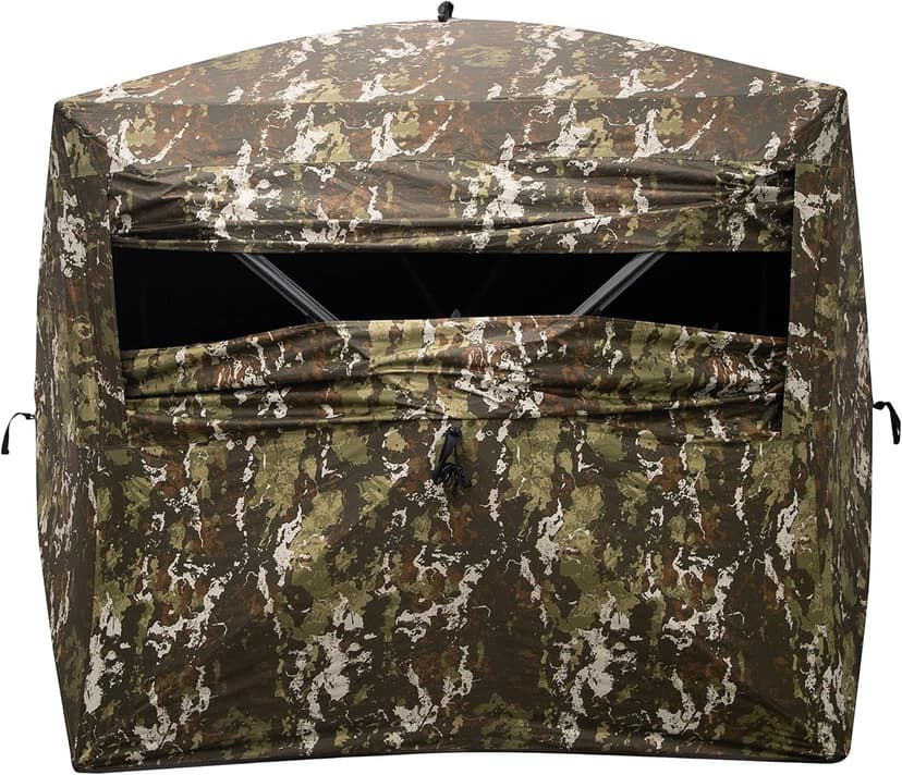 Barronett Blinds Wide Side 95, Portable Hunting Blind, Side-by-Side Hub Blind, Huge Interior, Panoramic Shooting Window, 2-Person, Crater™ Harvest, 75” x 79” x 95”, WS95CH