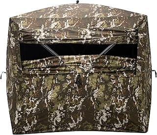 Barronett Blinds Wide Side 95, Portable Hunting Blind, Side-by-Side Hub Blind, Huge Interior, Panoramic Shooting Window, 2-Person, Crater™ Harvest, 75” x 79” x 95”, WS95CH