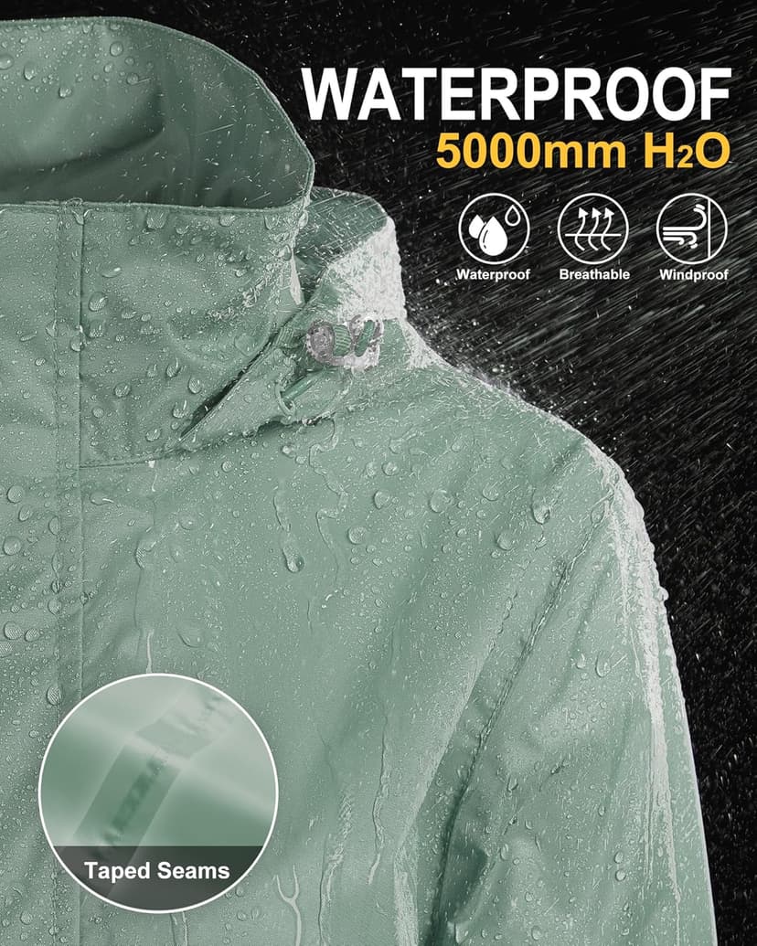33,000ft Women's Rain Jacket Waterproof Lightweight Packable Raincoat with Hood for Golf Hiking Travel Windbreaker