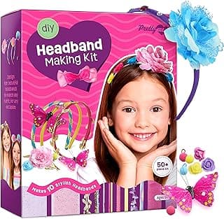 Pretty Me Headband Making Kit for Girls - Arts & Crafts Gift - Make Your Own Fashion Headbands for Kids - DIY Hair Accessories Set - Gift for Ages 5-12 Year Old Girl - Little Kids Art & Craft Gifts