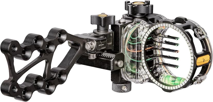 Trophy Ridge React Pro 5 Pin Bow Sight - Lighter, Stronger, More Reliable - Tool Less Windage and Elevation Adustability, 2nd/3rd Axis Leveling, Adjustable Click Light, Glow Ring