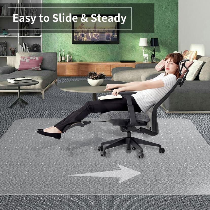 Office Chair Mat for Carpeted Floor, 63"x51" Clear Desk Mat for Carpet Large Protector Floor Mat On Low Pile Carpets, Easy Glide Rolling Plastic Floor Mat, Computer Chair Mat for Home Office