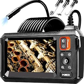 Endoscope Camera with Light, Borescope Camera with 4.3" IPS Screen, 1920P HD with 8 LED Lights, 16.4FT Semi-Rigid Cord Bore Scope, Gadgets for Men & Tools for Men