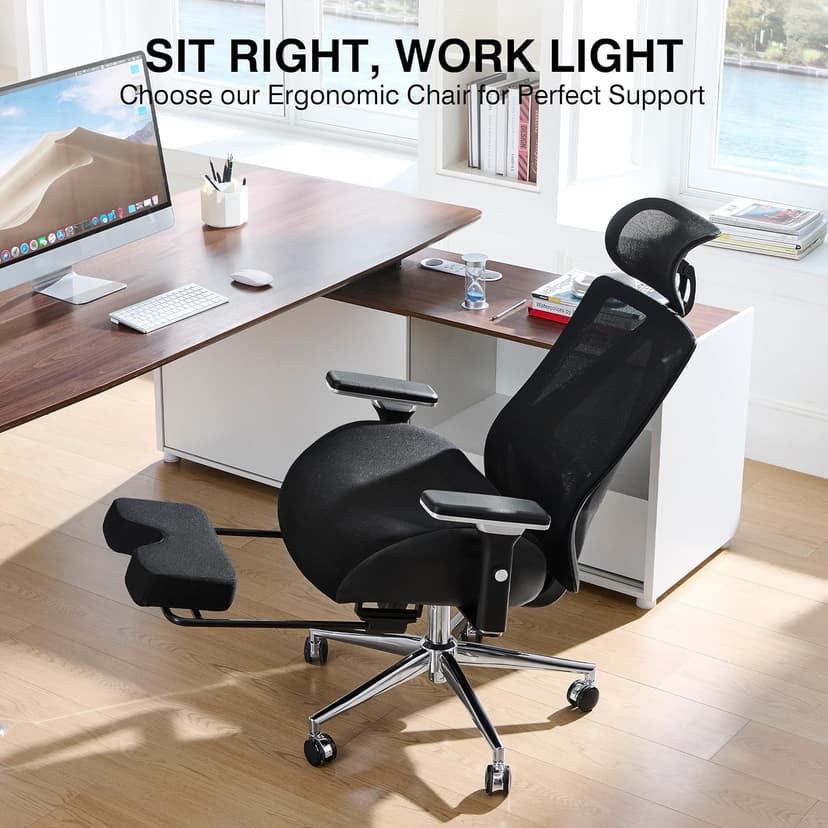 750lbs Big and Tall Office Chair with Wide Thick Seat Cushion,Ergonomic Mesh Office Chairs for Heavy People,Computer Desk Chair with 4D Armrests,Adjustable Lumbar Support for Long Hours Daliy Work