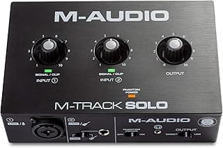M-AUDIO M-Track Solo USB Audio Interface for Recording, Streaming and Podcasting with XLR, Line and DI Inputs, Plus a Software Suite Included