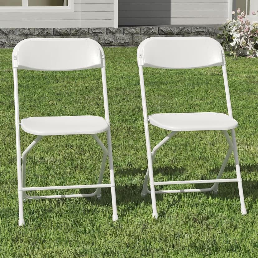 White Folding Chairs 2 Pack, Plastic Folding Chairs Outdoor Indoor, 350lb Capacity, Portable Event Chair, Lightweight Folding Chair, for Events Office Wedding Party Rental Picnic Patio