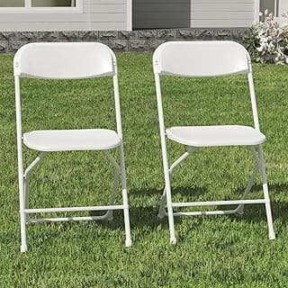White Folding Chairs 2 Pack, Plastic Folding Chairs Outdoor Indoor, 350lb Capacity, Portable Event Chair, Lightweight Folding Chair, for Events Office Wedding Party Rental Picnic Patio