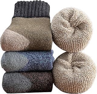YZKKE 3Pack Mens Super Thick Wool Warm Socks - Soft Comfort Casual Crew Winter Socks