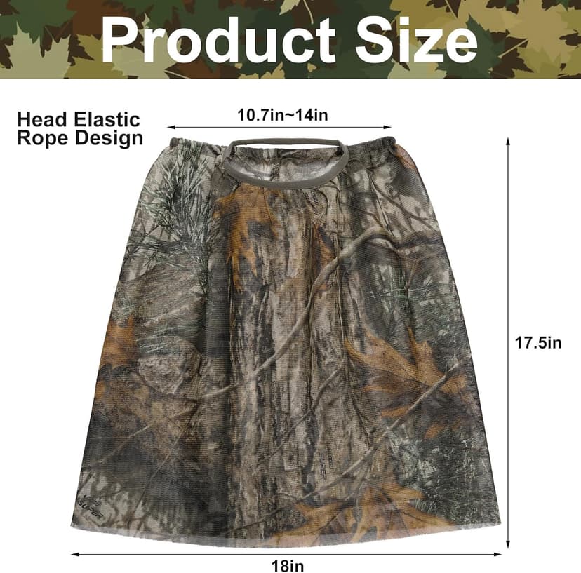 Watayo 2 Pcs Camo Hunting Face Mask, Hunting Head Net Camouflage Balaclava, Adjustable Hunting Breathable Mesh Mask for Men