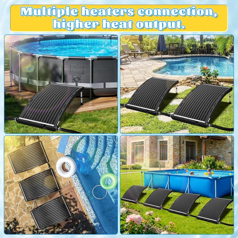 2PCS 2026 Upgraded Solar Pool Heater, with Height-Adjustable Support Feet, Four-Level Adjustment for Above-Ground and Inground Pools, Includes 4 Adapters, 4 Hoses & Clamps, 4 Plumber's Tapes
