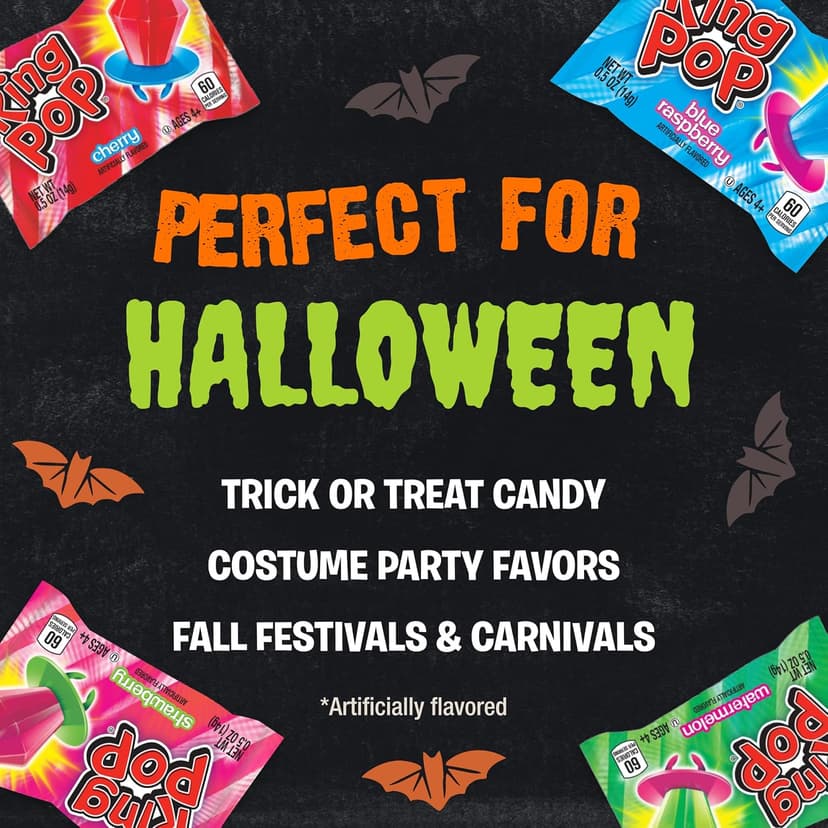 Ring Pop Candy, Christmas Lollipops, 20 Ct Party Favors in Assorted Fruity Flavors - Full Size, Bulk Variety Pack, Individually Wrapped Hard Candy For Stocking Stuffers, Holiday Gifts