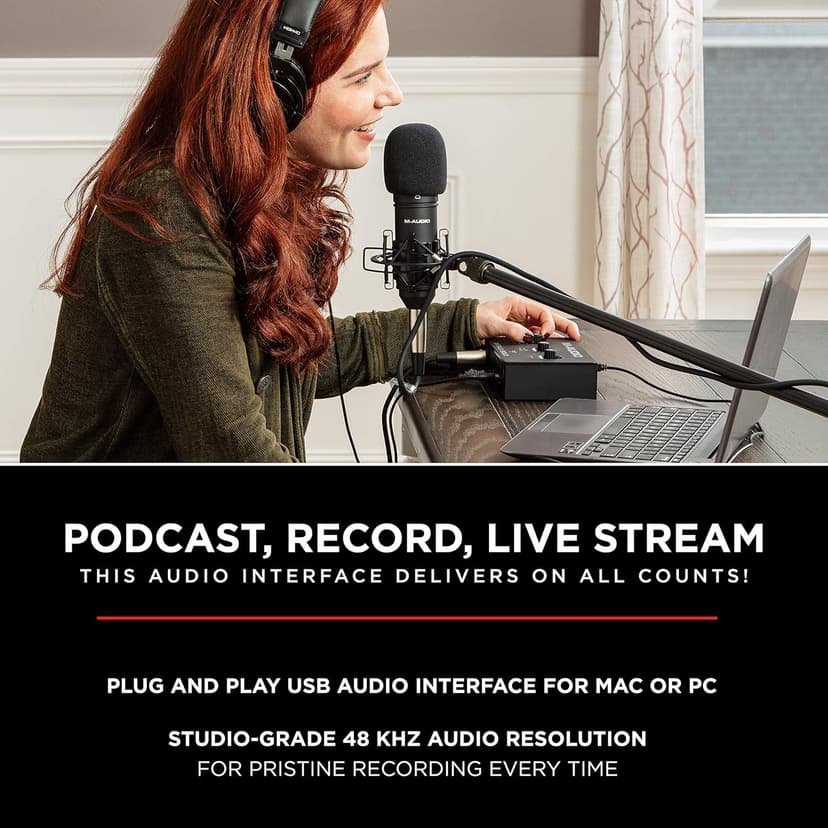 M-AUDIO M-Track Solo USB Audio Interface for Recording, Streaming and Podcasting with XLR, Line and DI Inputs, Plus a Software Suite Included