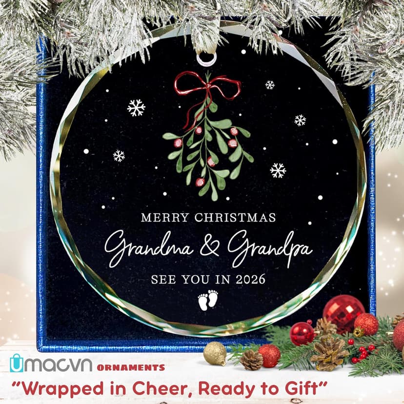 Grandparents Gifts - First Time Grandparents Gifts for Grandma Grandpa - Baby Pregnancy Announcement Ornament for New Expecting Grandma, Grandpa to Be - Glass Christmas Ornament 2026