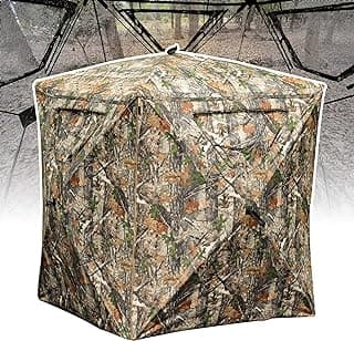 Lenotos Hunting Blind, 2 Person Pop Up Blinds 360 Degree See Through, Portable Durable Hunting Ground Blinds for Deer & Turkey Hunting