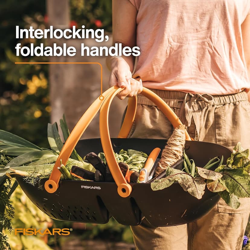 Harvesting Basket Doubles as a Colander to Collect, Transport and Clean Vegetables and Fruits, Garden Accessories Fiskars Garden Harvest Basket with Tool Caddy, Container for Gardening B08Q8N7PBN
