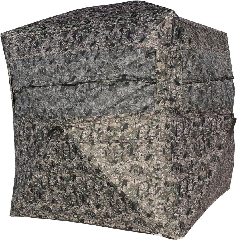 Hawk Reveal Hunting Archery Durable 73" Height Water Resistant Camo Concealing 3 Person Ground Blind with See-Through Mesh Window Panels