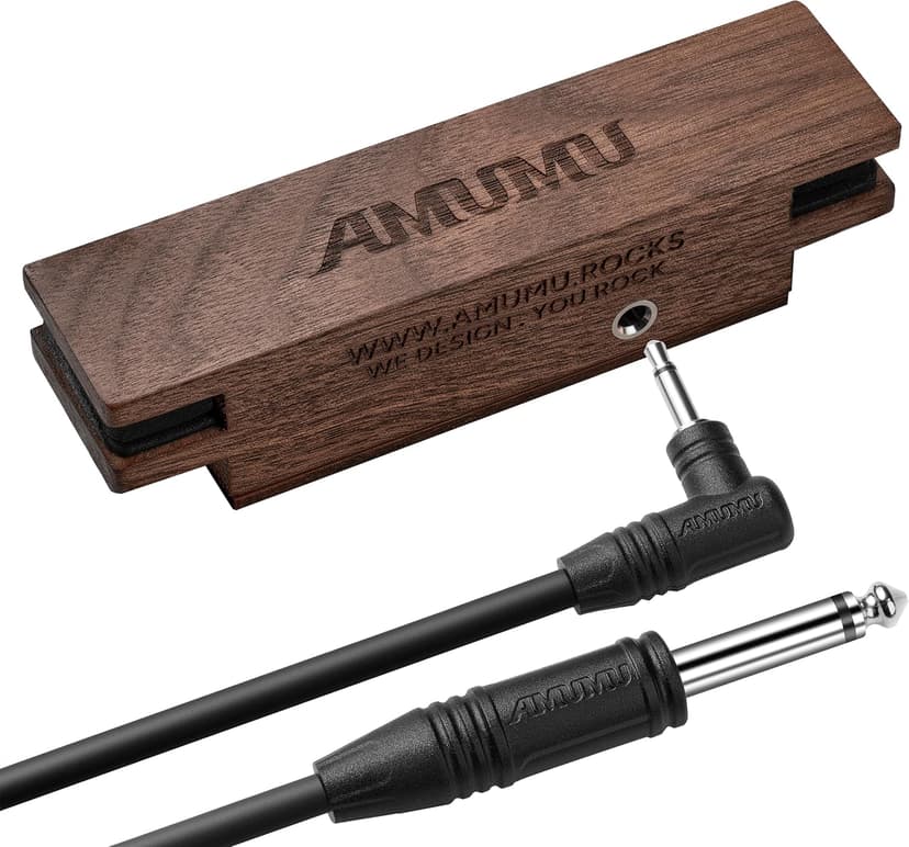 AMUMU SP30WN Walnut Woody Soundhole Pickup with Neodymium Magnet for Acoustic Guitars – Single Coil, Passive, Battery-Free, Clear & Balanced Acoustic Tone