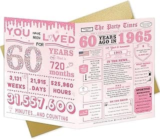 IDU 60th Birthday Card,60th Birthday Gifts & Decorations for Women, 60 Year Old Birthday Gifts Cards for Mom Sister Wife Friends