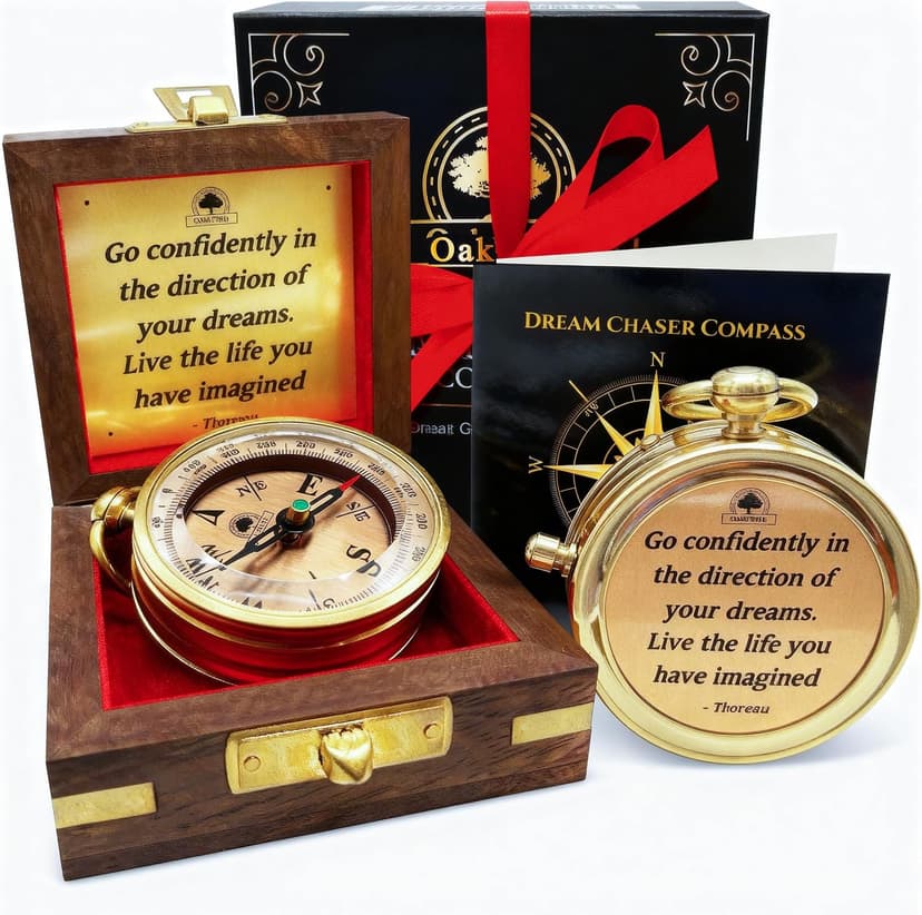 The Dream Chaser Compass - Go Confidently -2026 Unique Graduation Gifts for Him, College, High School, Cool Birthday Gift Idea for Son, Boys, Motivational Greeting Card Included B0BXJFBHX5