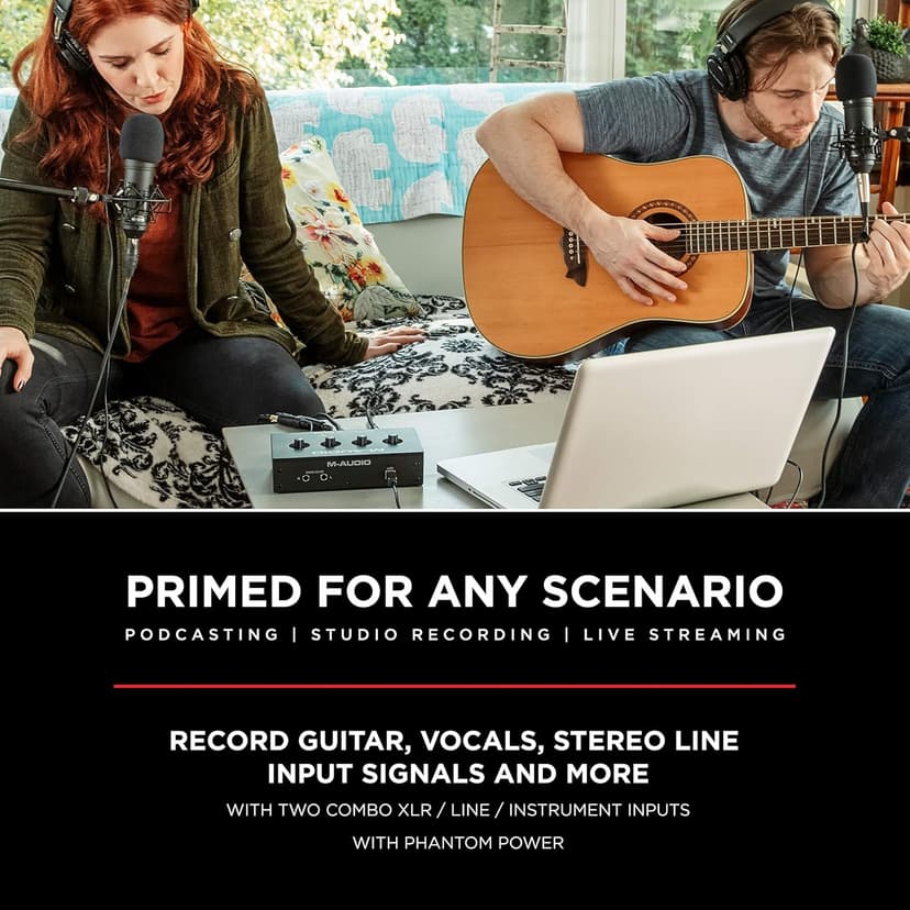 M-AUDIO M-Track Duo USB Audio Interface for Recording, Streaming and Podcasting with Dual XLR, Line and DI Inputs, plus a Software Suite Included