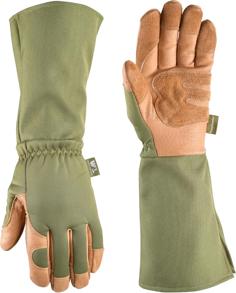 Wells Lamont Rosetender Gardening Gloves for Women – Thorn Proof Garden Gloves, Grain Leather Long Gloves for Pruning & Yard Work, 4129-300, Medium