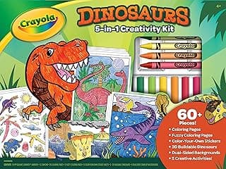 Crayola Dinosaur 5-in-1 Art Kit for Kids, Dinosaur Toys, Kids Art Set, Dinosaur Gift for Boys & Girls, Ages 4+