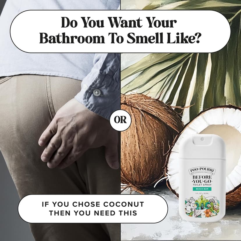 Travel Essentials On-The-Go Bathroom Odor Deodorizer with Essential Oils, Up to 50 Uses, TSA Approved, Coconut Orchid Scent Poo-Pourri Before-You-Go Pocket Toilet Spray, Beach Bum, 1 Fl Oz B0CRQQ8TYB