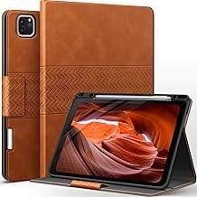 auaua Case for iPad Pro 12.9 6th/5th/4th/3rd Generation 2022/2021/2020/2018, Slim Durable Leather Stand Cover with Pencil Holder, Auto Sleep/Wake (Brown)