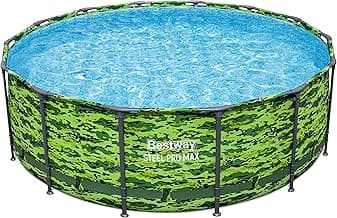 Bestway Steel Pro Max 14'x48 Camo Pool Set | Durable Construction, Easy Assembly, and All-Inclusive Accessories - Above Ground Pool Set with Filter Pump, Ladder, and Pool Cover - No Tools Required!
