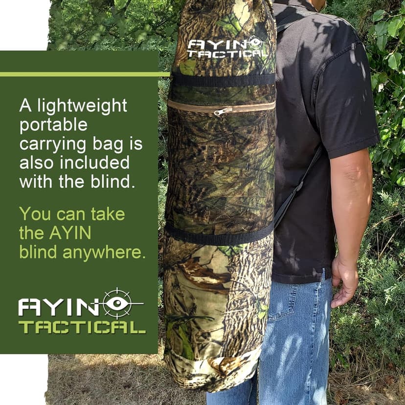 AYIN See Trough Pop Up Hunting Blind, See Thru Ground Blind - Essential Hunting Tent for Deer, Portable and Easy Setup, Ideal Hunting Essentials, Durable and Concealed Ground Blind