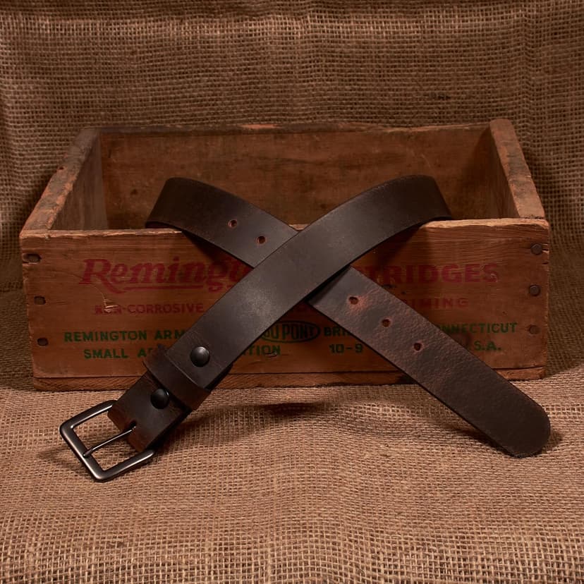 Nohma Leather Men's Leather Belt, Made in USA, Full-Grain Leather, Casual Everyday Wear Belts, Amish Handmade 1.5" Width