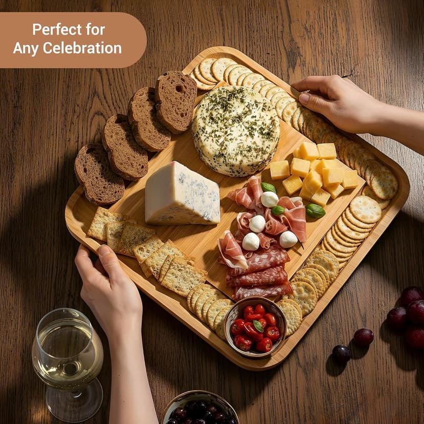 Charcuterie Board Set – Premium Bamboo Cheese Board with Slide-Out Knife Drawer – Complete Hosting Set for Wine Nights & Parties – Perfect Housewarming Gift and Wedding Gift for Couples