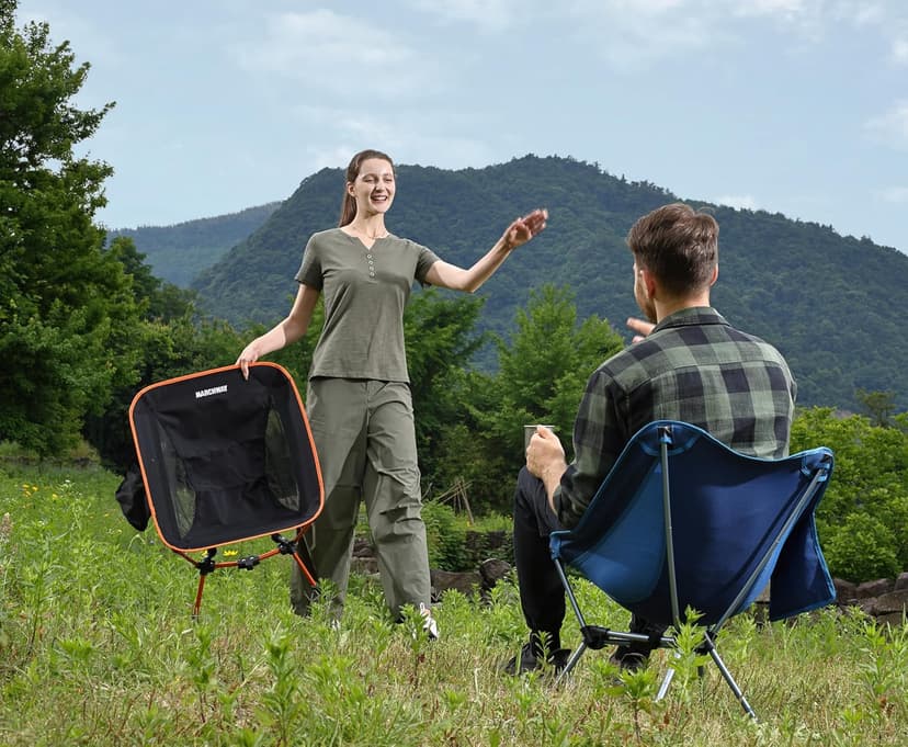 MARCHWAY Lightweight Folding Camping Chair, Portable Foldable Compact for Outdoor Camp, Travel, Beach, Picnic, Festival, Hiking, Backpacking, Supports 330Lbs (Orange)