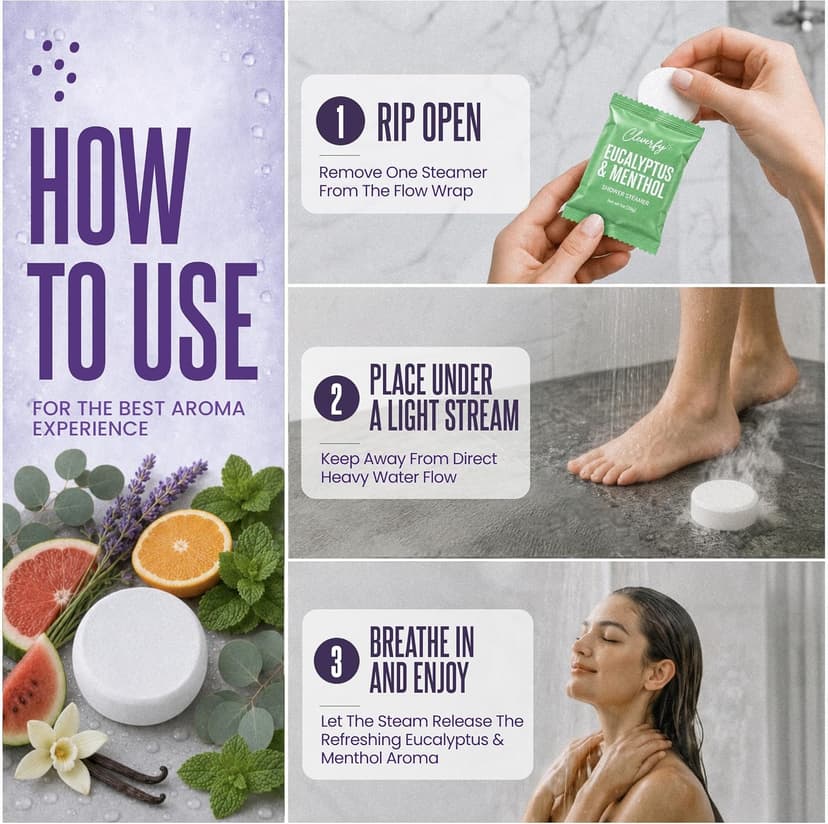 Cleverfy Shower Steamers Aromatherapy for Women and Men – Self-Care Shower Bombs for Stress Relief and Relaxation – 6 Tablets