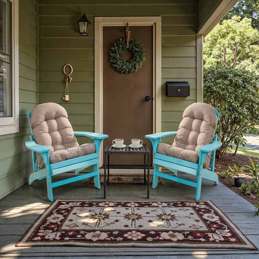 Adirondack Chair Cushion, Rocking Chair Cushion 44x19.4x4 inch, High Back Patio Cushions of Upper and Lower with Ties, Sunscreen and Fade-Resistant (Beige, 2)
