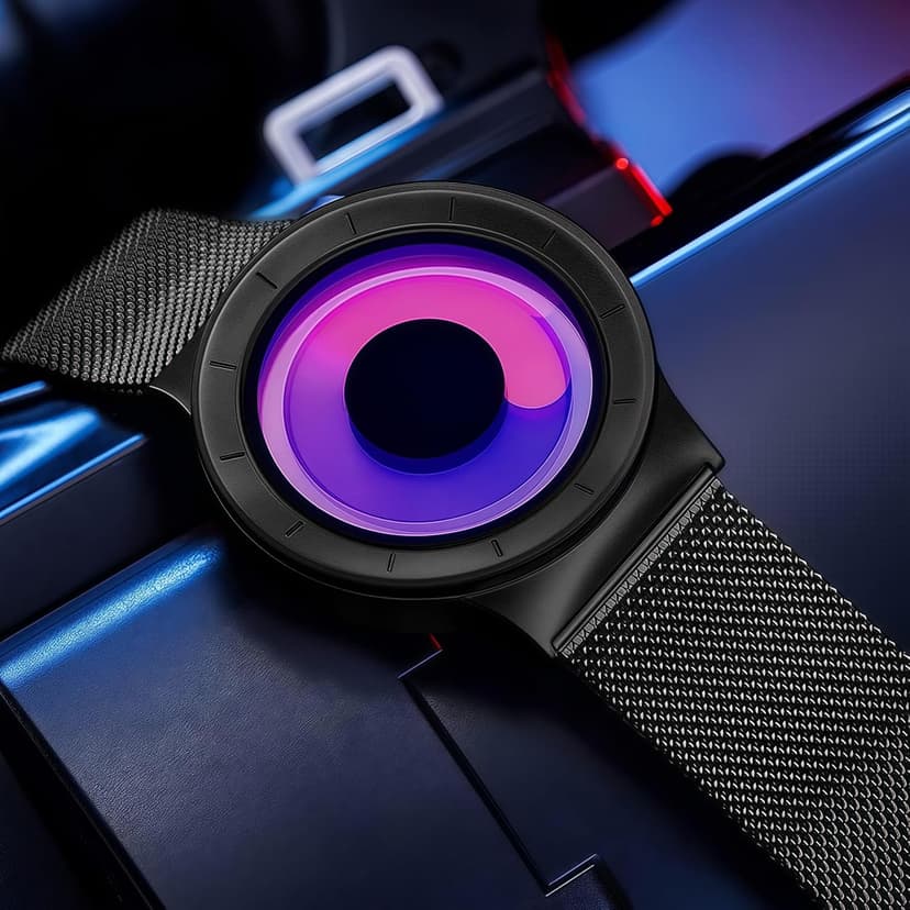 MASTOP Watches for Men Fashion Creative Liquid Movement Original Design Starry Sky Vortex Watch Men Steel Mesh Men's Watch Clock Round Unique Wristwatch Minimalist Gradient Color