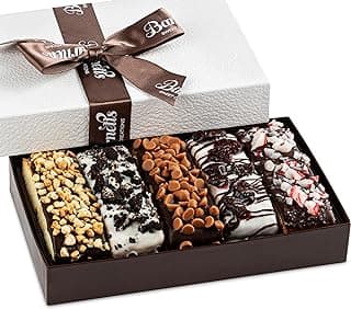 5 Valentines Chocolate Biscotti Gift Box, Gourmet Cookie Gift Basket for Food Delivery, Fancy Cookies Gift Ideas for Women, Men, Wife Girlfriend