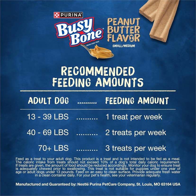 Purina Busy Bone Adult Dog Chew Bone Treats, Peanut Butter - 10 ct. Pouch