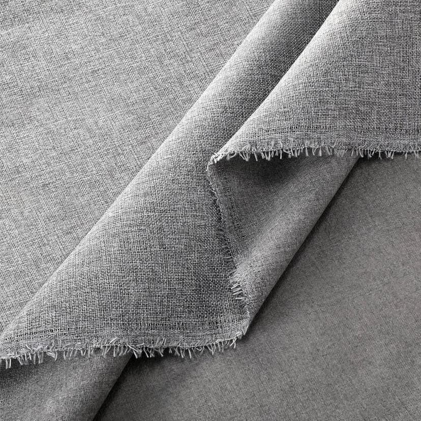 VitalCozy Grey Faux Linen Fabric 57 Inch x 3.3 Yard Grey Cover Fabric by The Yard for Sofas, Chairs, Box Spring Foundations, Conceals Frame and Staples Inside Furniture, DIY Craft Project