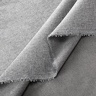 VitalCozy Grey Faux Linen Fabric 57 Inch x 3.3 Yard Grey Cover Fabric by The Yard for Sofas, Chairs, Box Spring Foundations, Conceals Frame and Staples Inside Furniture, DIY Craft Project