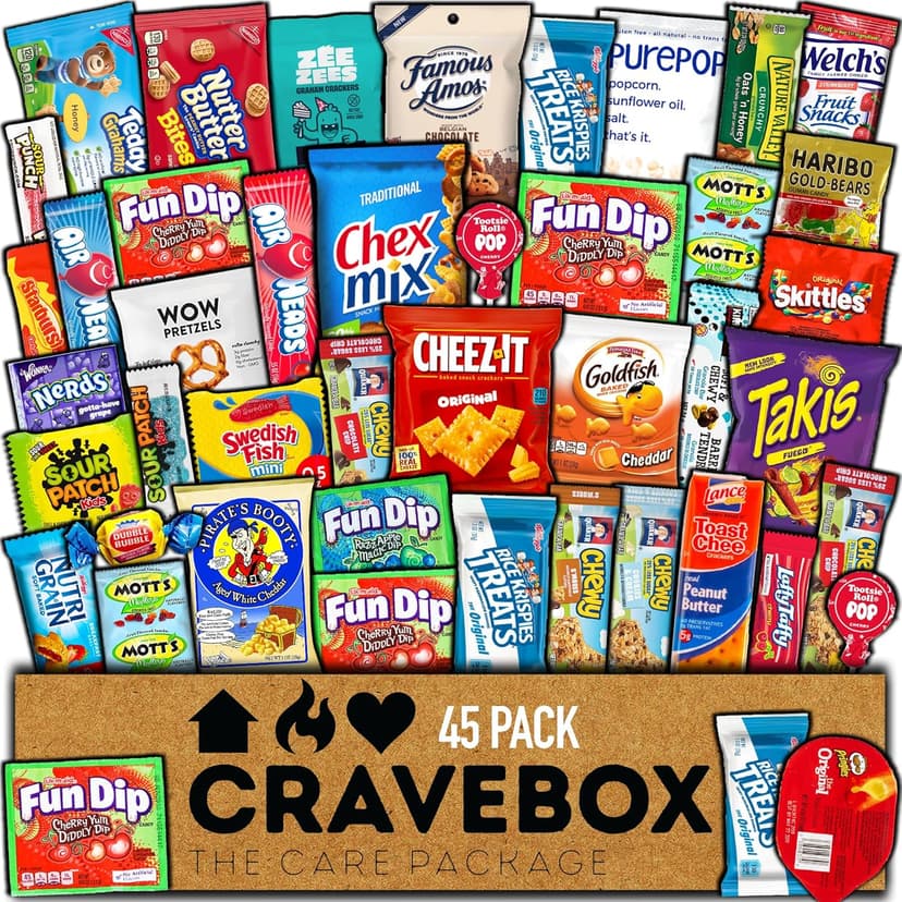 CRAVEBOX Gift Snack Box (45 Count) Variety Pack Care Package