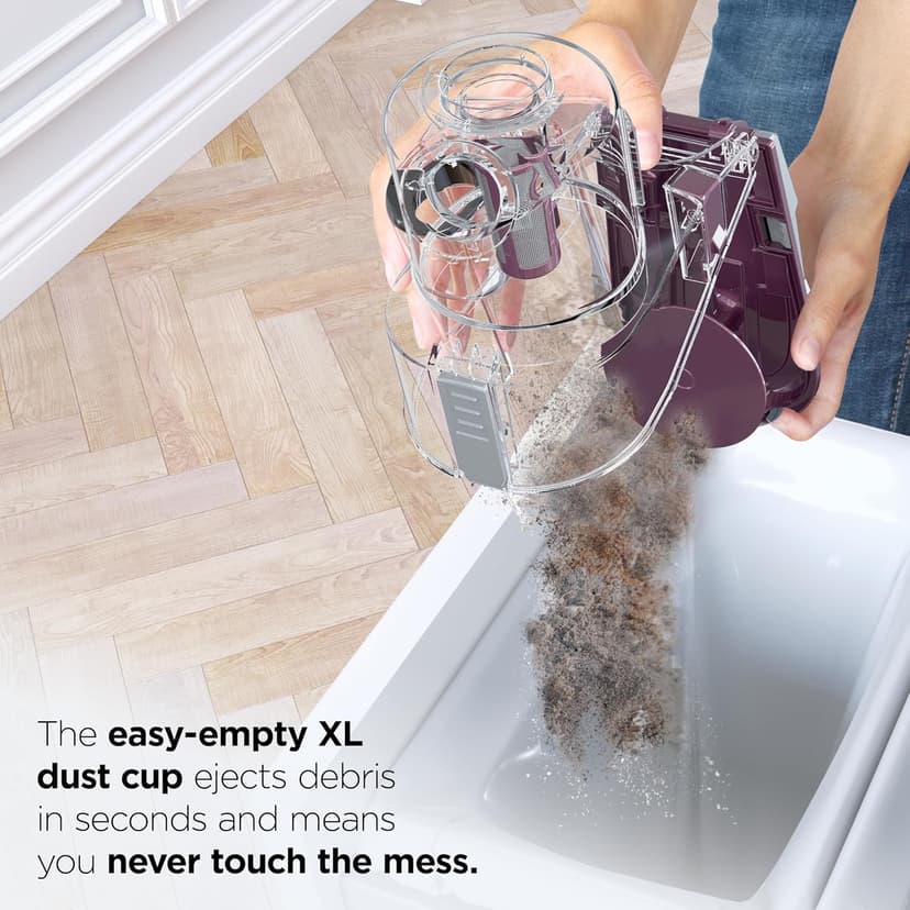 Shark HV322 Rocket Pet Plus Corded Stick Vacuum with LED Headlights, XL Dust Cup, Lightweight, Perfect for Pet Hair Pickup, Converts to a Hand Vacuum, with (2) Pet Attachments, Bordeaux/Silver